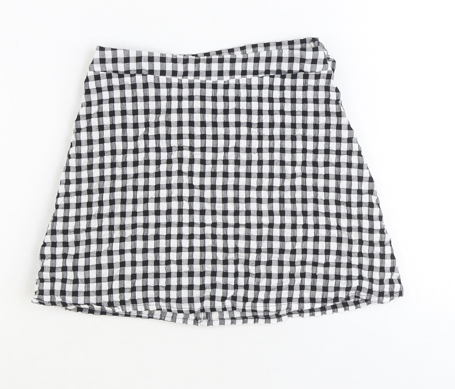 Primark Girls Black Check Polyester Wrap Skirt Size 8-9 Years Regular