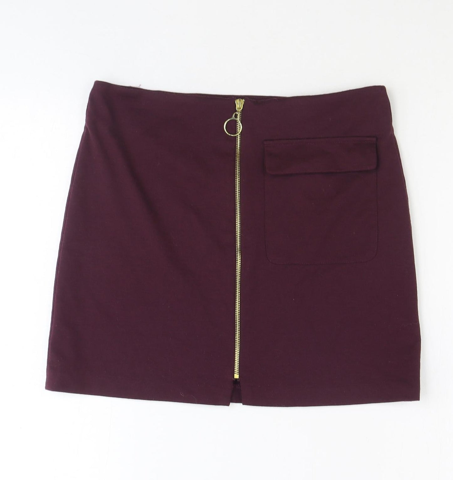 Lottie Womens Purple Polyester Mini Skirt Size 10 Zip