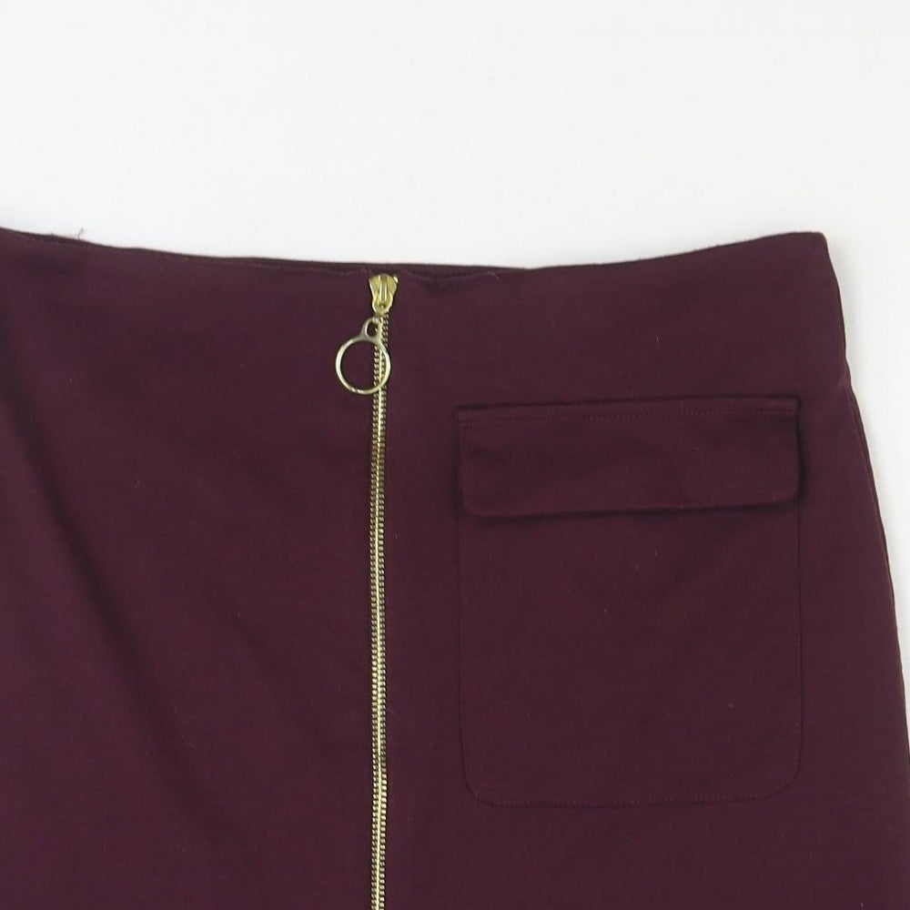 Lottie Womens Purple Polyester Mini Skirt Size 10 Zip