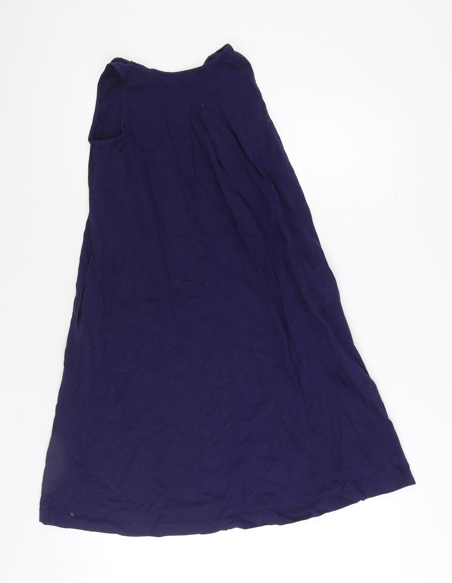 Uniqlo Girls Blue 100% Cotton Tank Dress Size 9-10 Years Round Neck Pullover