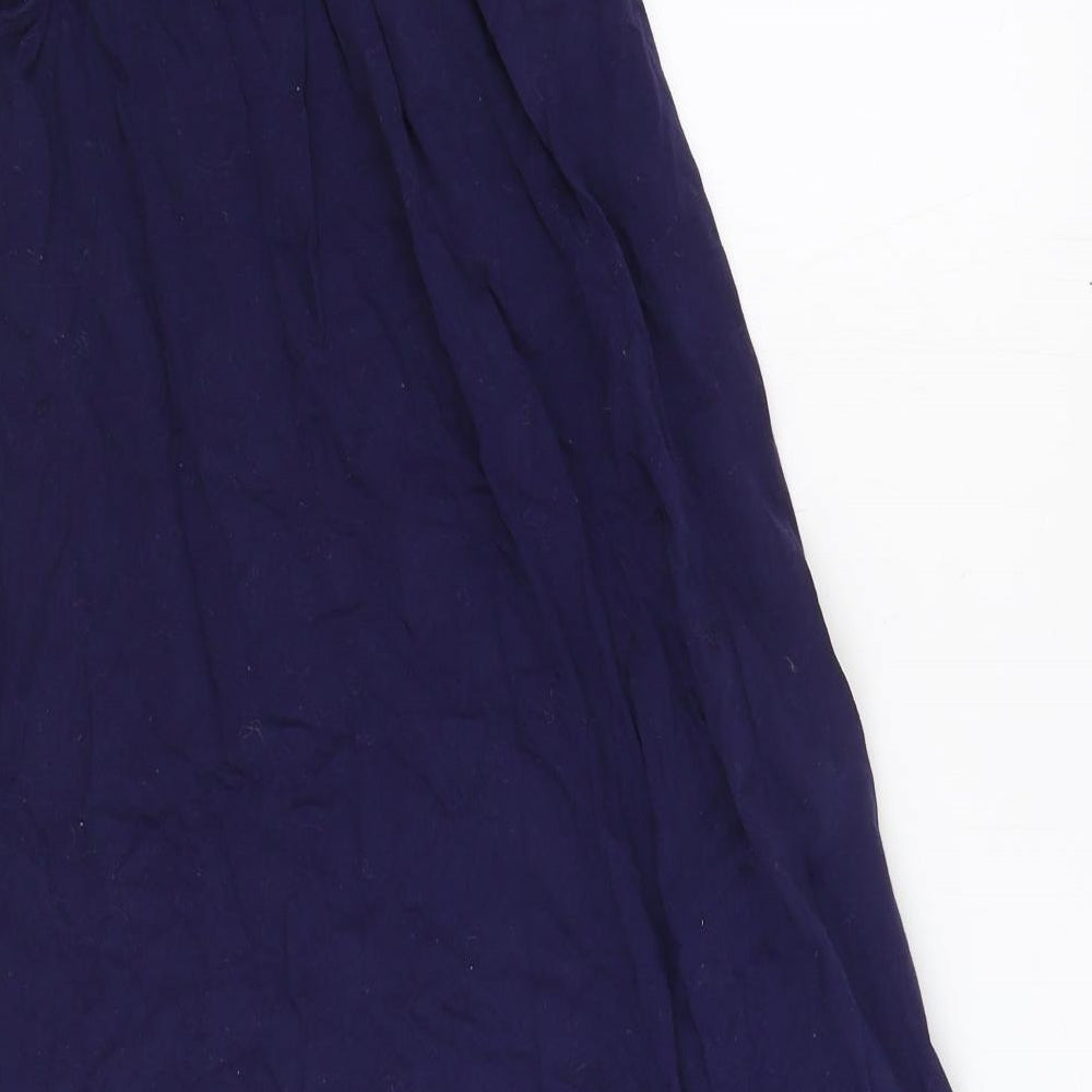Uniqlo Girls Blue 100% Cotton Tank Dress Size 9-10 Years Round Neck Pullover