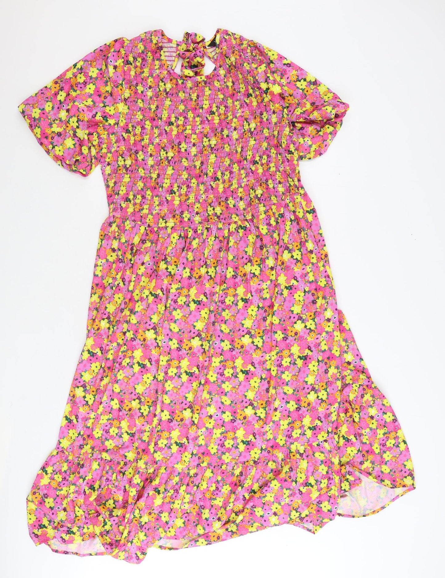 Yours Womens Multicoloured Floral Polyester A-Line Size 18 Round Neck Tie