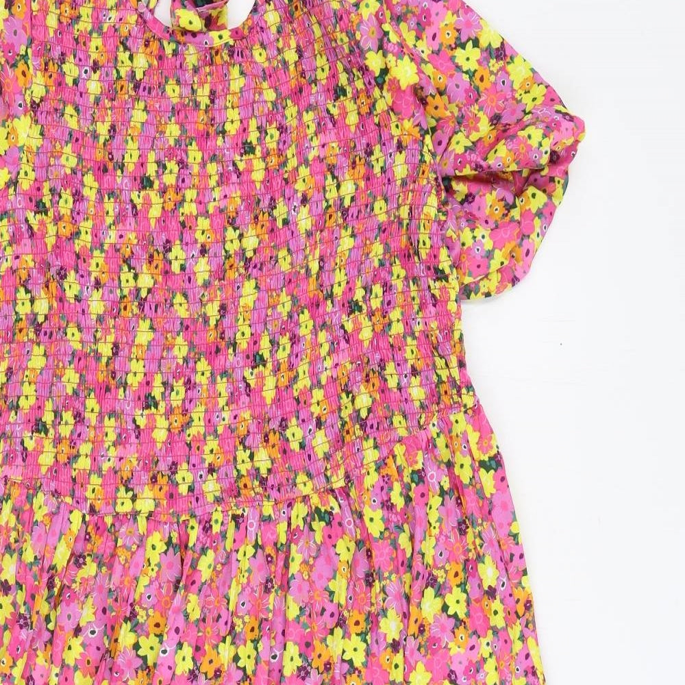 Yours Womens Multicoloured Floral Polyester A-Line Size 18 Round Neck Tie