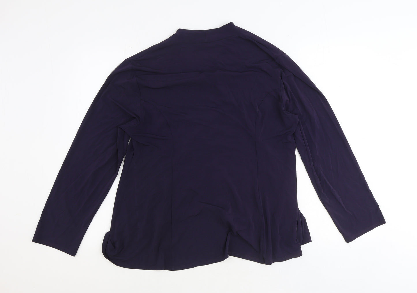 David Neiper Womens Purple Acetate Basic Button-Up Size 16 V-Neck