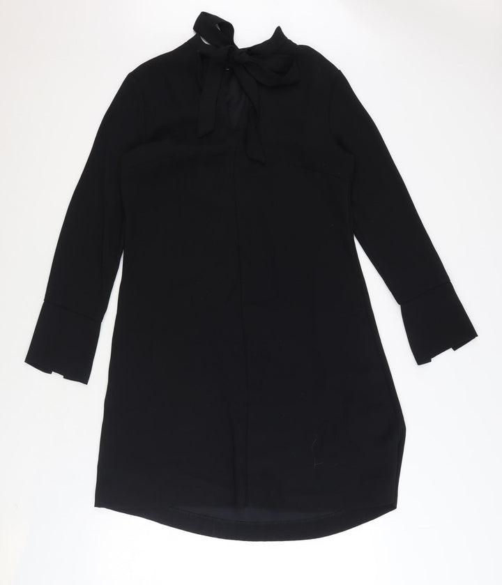 Marks and Spencer Womens Black Polyester A-Line Size 10 Mock Neck Tie