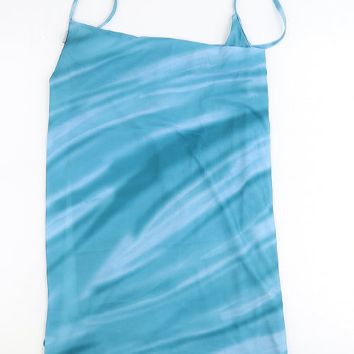 Preworn Womens Blue Tie Dye Polyester Wrap Dress One Size Square Neck