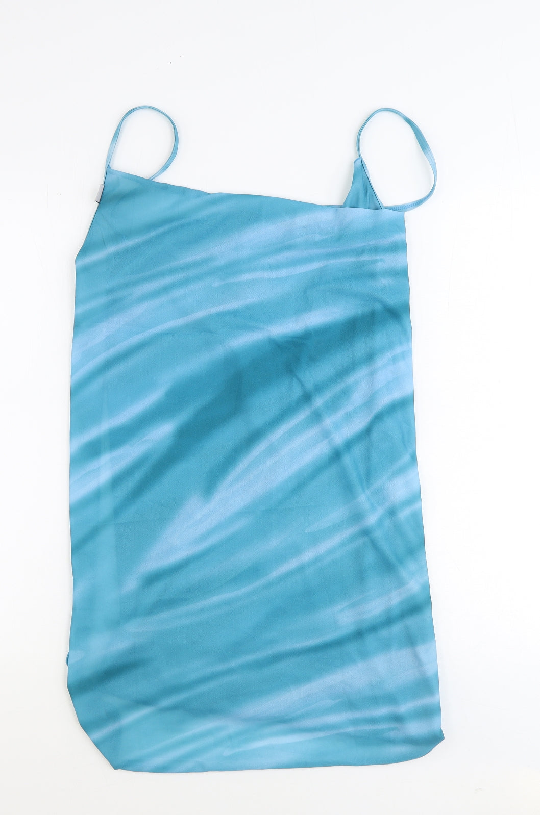 Preworn Womens Blue Tie Dye Polyester Wrap Dress One Size Square Neck