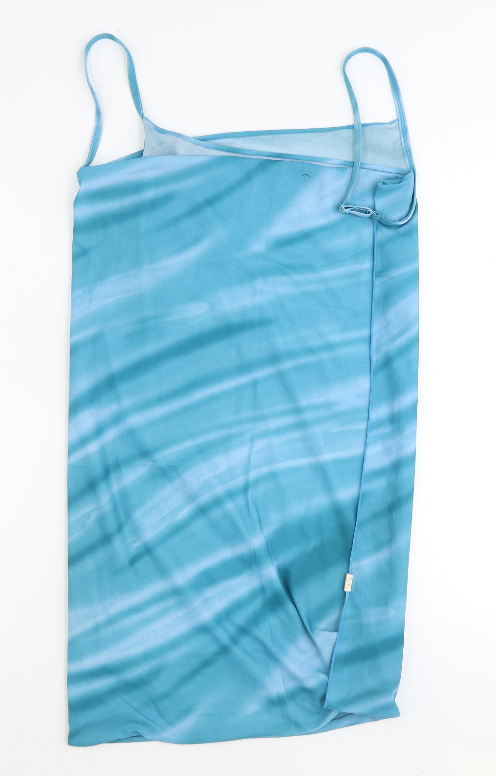 Preworn Womens Blue Tie Dye Polyester Wrap Dress One Size Square Neck