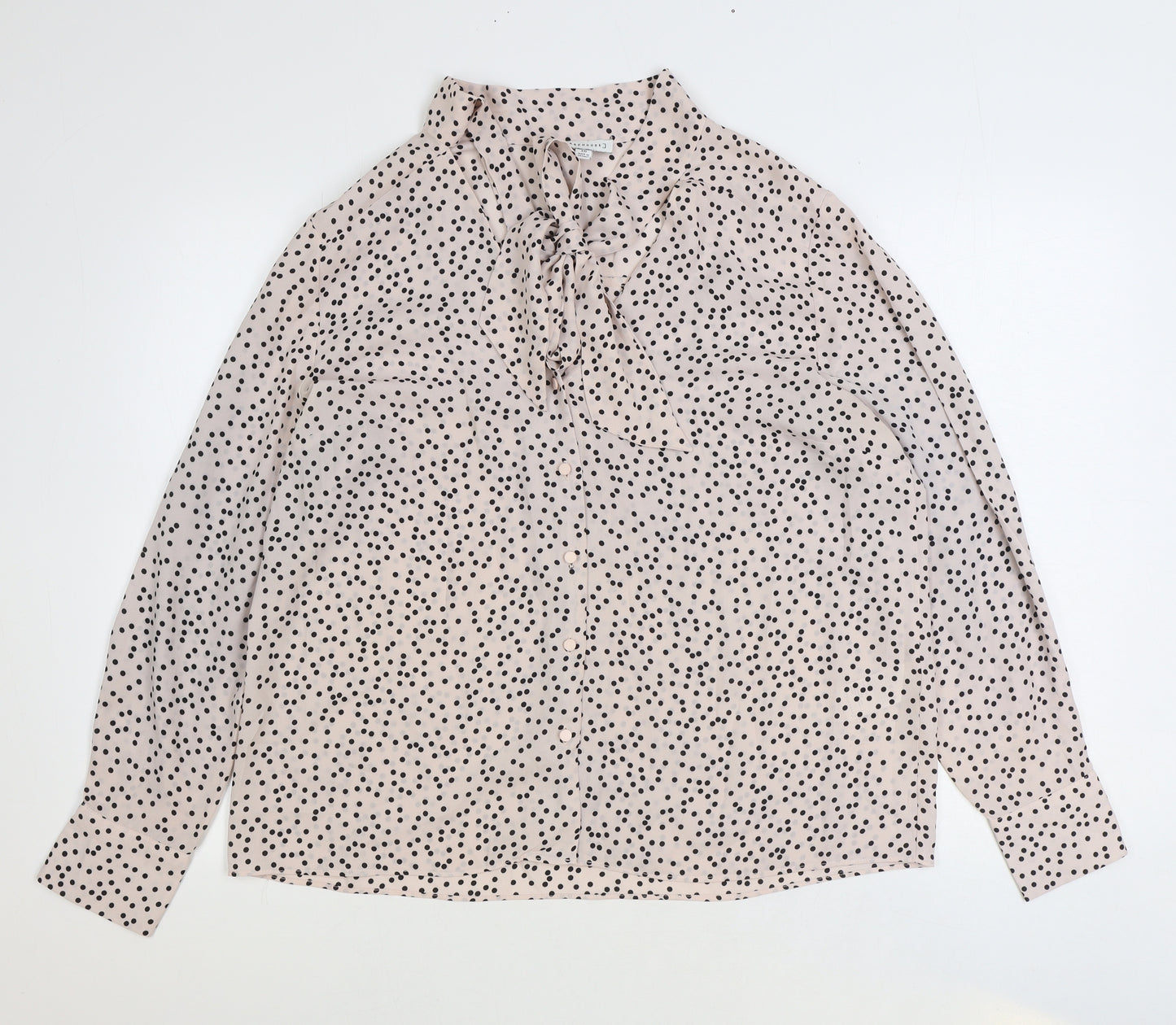 Warehouse Womens Pink Geometric Polyester Basic Blouse Size 16 V-Neck