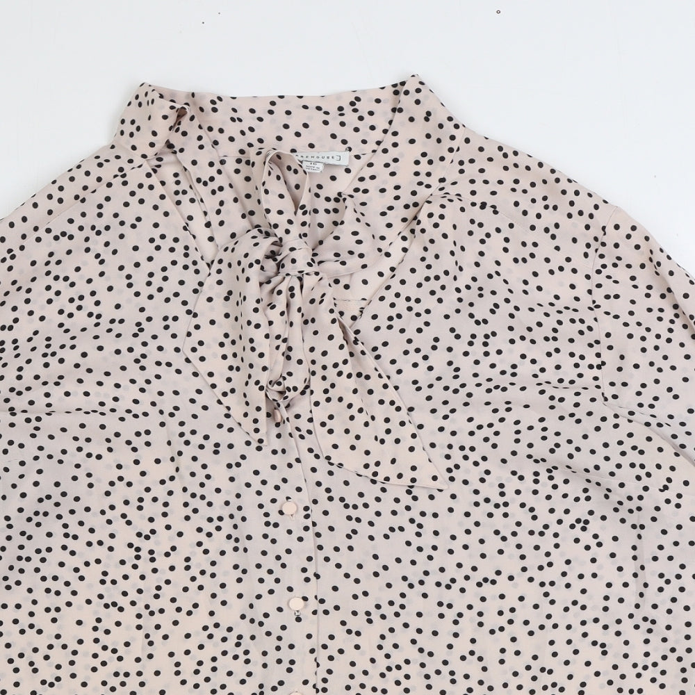 Warehouse Womens Pink Geometric Polyester Basic Blouse Size 16 V-Neck
