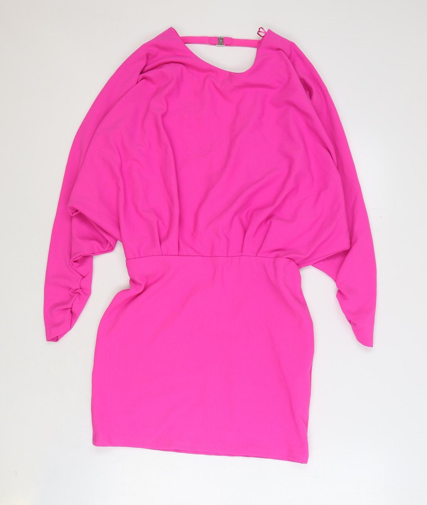 Zara Womens Pink Polyester Pencil Dress Size M Round Neck Pullover