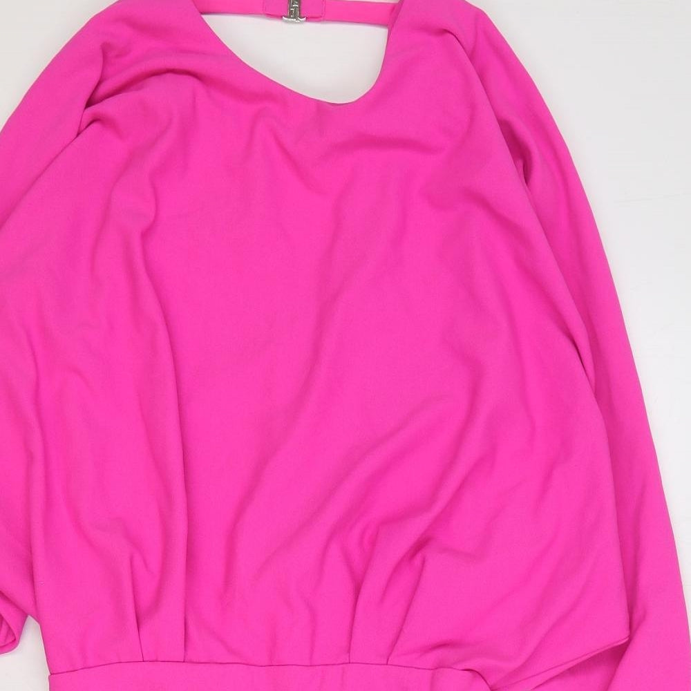 Zara Womens Pink Polyester Pencil Dress Size M Round Neck Pullover