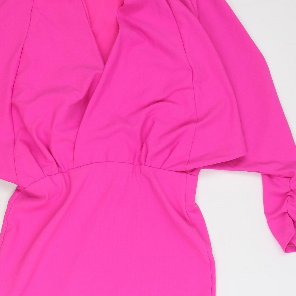 Zara Womens Pink Polyester Pencil Dress Size M Round Neck Pullover