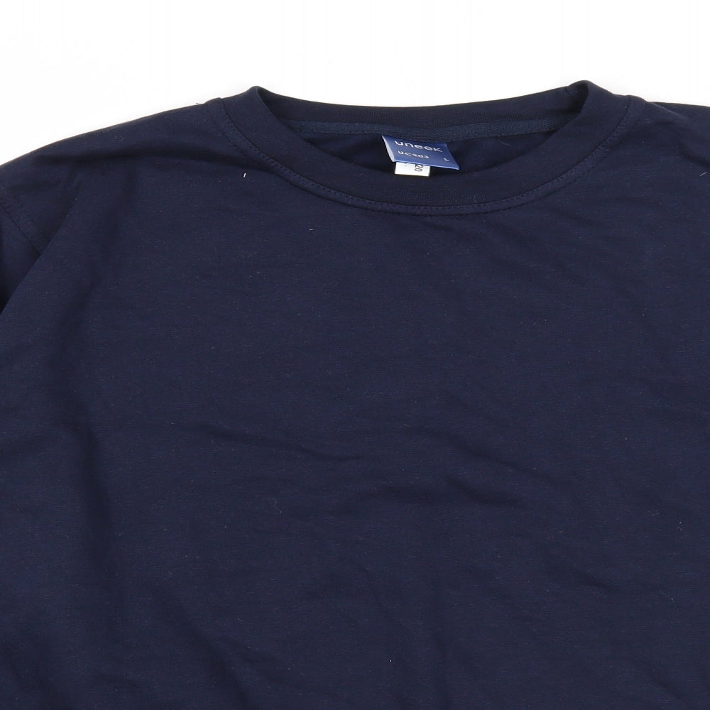 Uneek Mens Blue Cotton Pullover Sweatshirt Size L