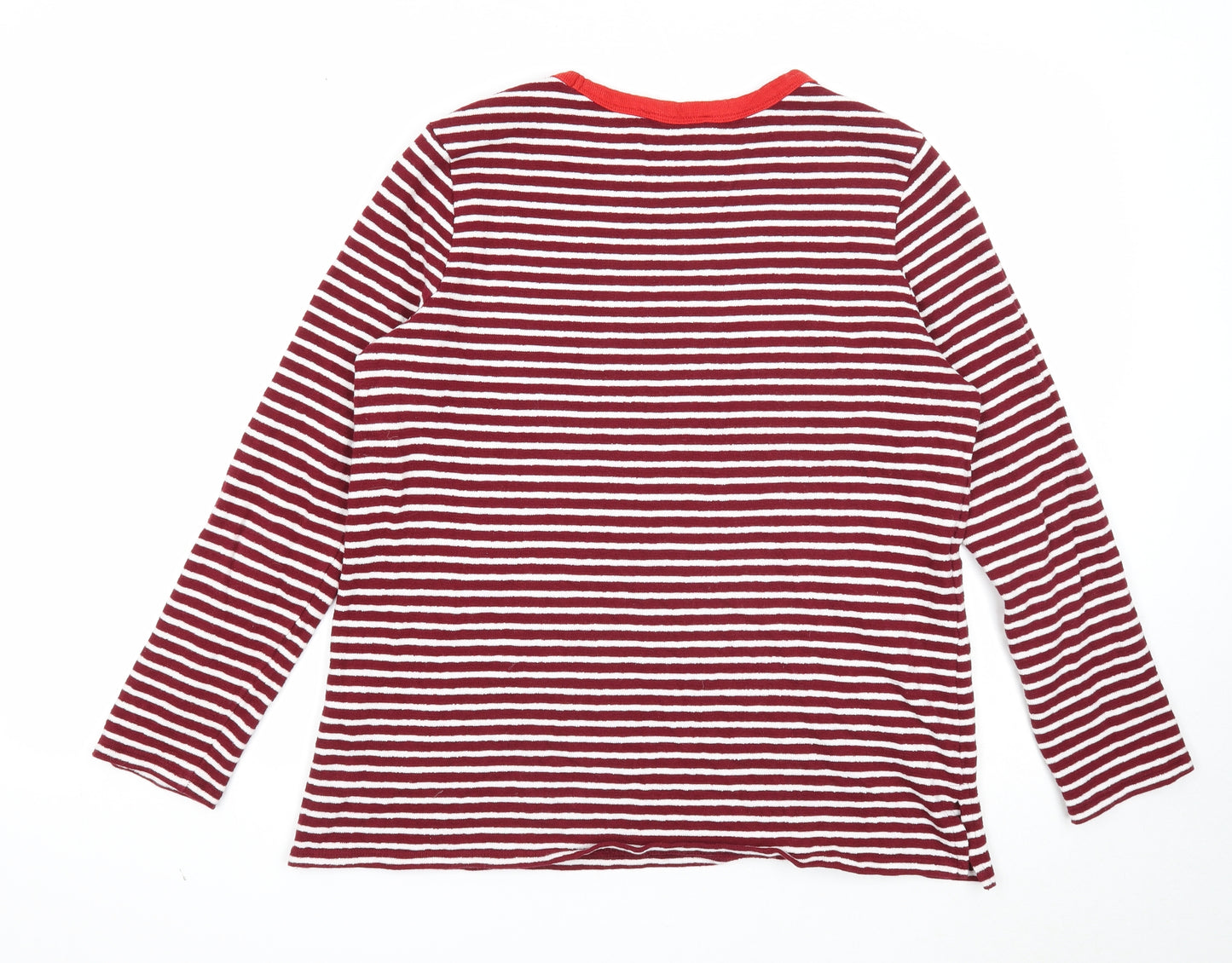 Marks and Spencer Womens Purple Round Neck Striped Cotton Pullover Jumper Size 14