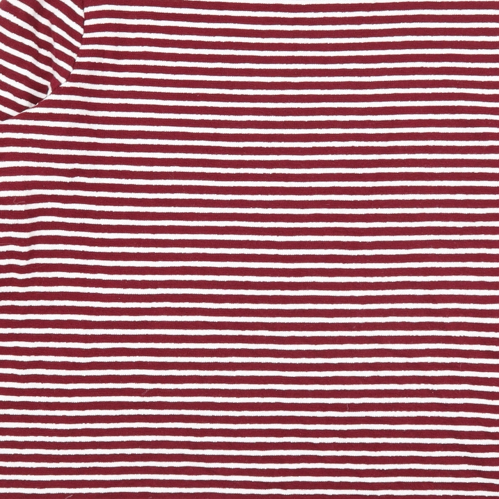 Marks and Spencer Womens Purple Round Neck Striped Cotton Pullover Jumper Size 14