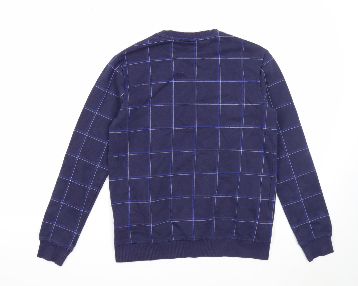 Marks and Spencer Boys Blue Check Cotton Pullover Sweatshirt Size 12-13 Years Pullover
