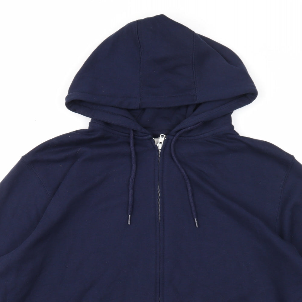 George Mens Blue Cotton Full Zip Hoodie Size XL