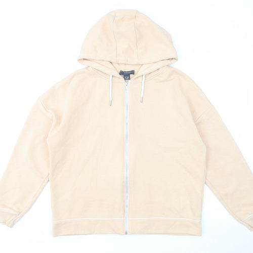 Primark Womens Beige Cotton Full Zip Hoodie Size 14 Zip