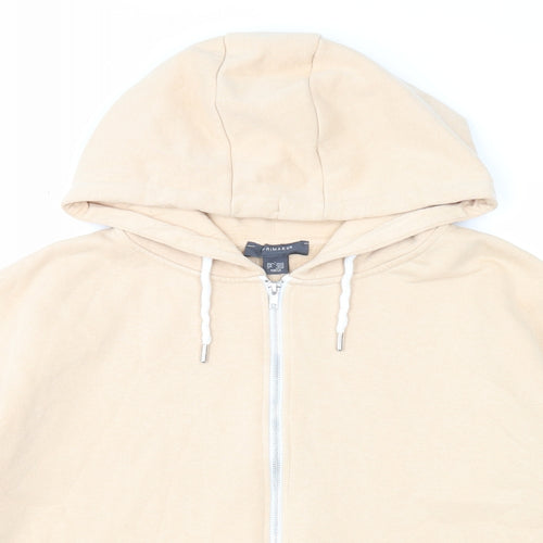 Primark Womens Beige Cotton Full Zip Hoodie Size 14 Zip