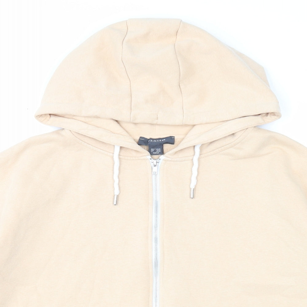 Primark Womens Beige Cotton Full Zip Hoodie Size 14 Zip