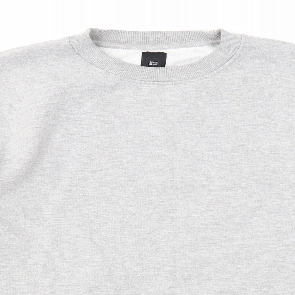 River Island Mens Grey Cotton Pullover Sweatshirt Size L