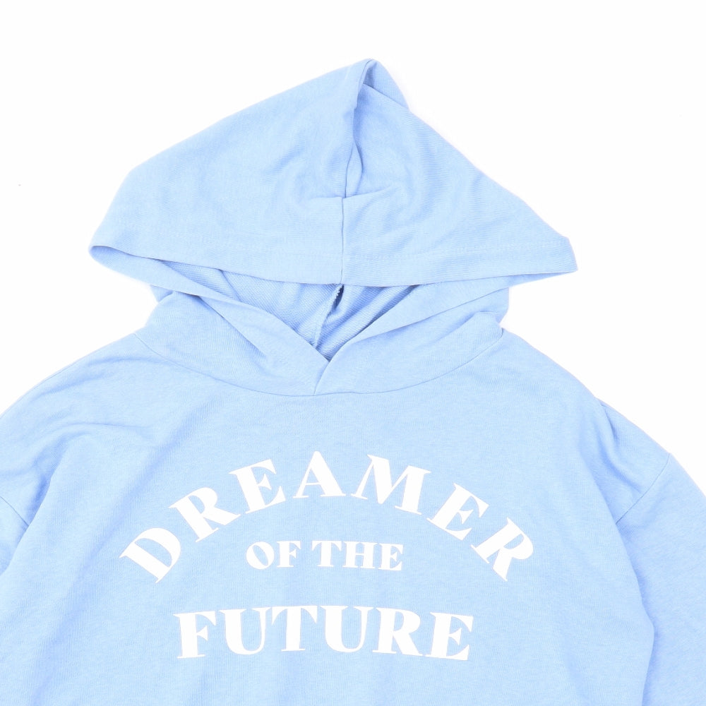 H&M Girls Blue Cotton Pullover Hoodie Size 12-13 Years Pullover - Dreamer of the Future