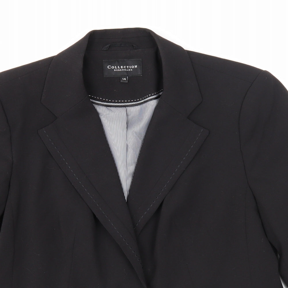 Debenhams Womens Black Jacket Blazer Size 14 Button