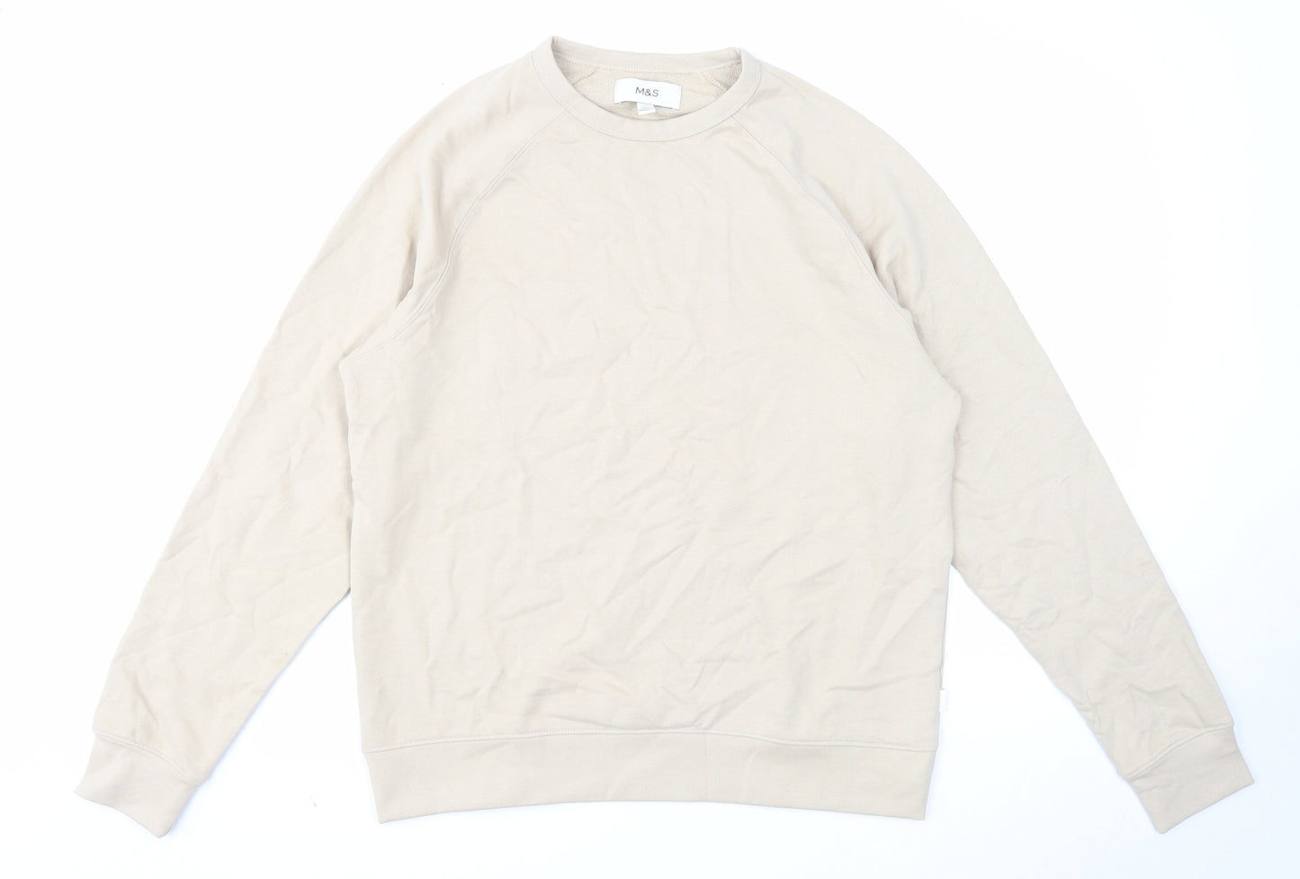 Marks and Spencer Mens Beige Cotton Pullover Sweatshirt Size M