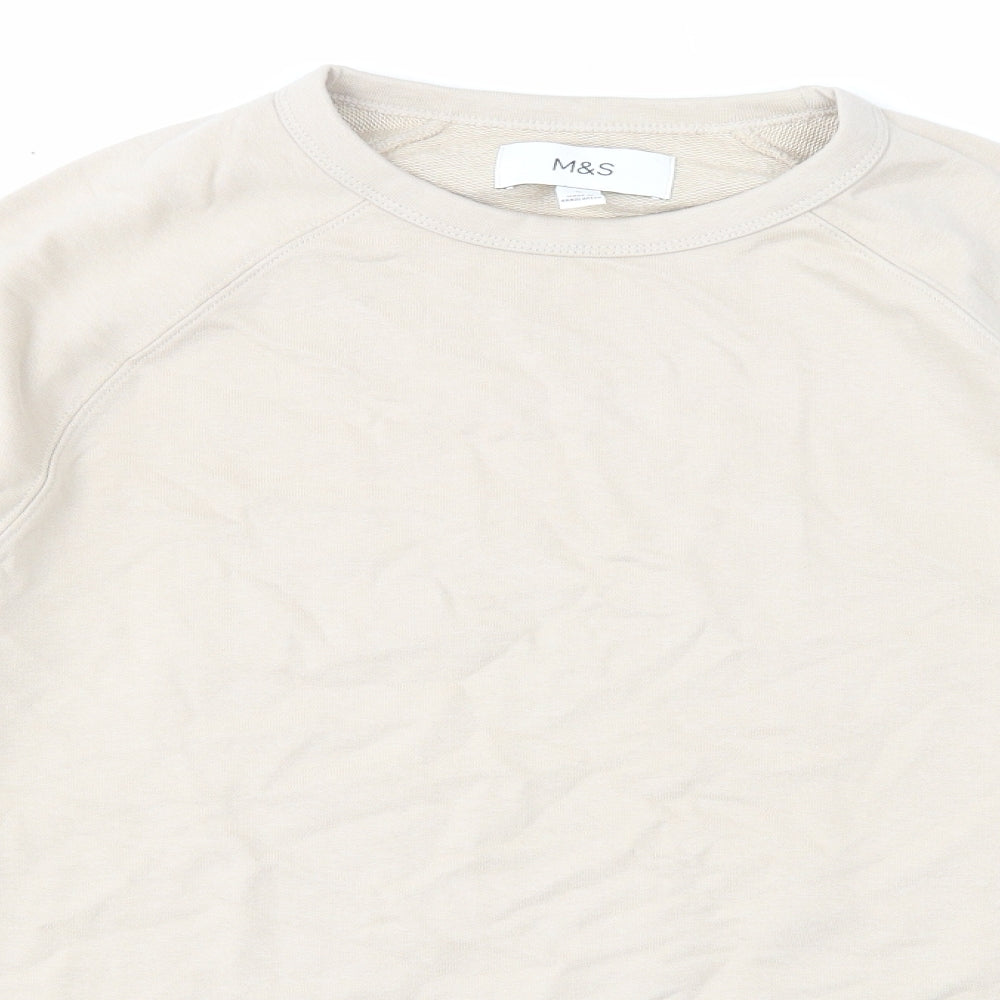 Marks and Spencer Mens Beige Cotton Pullover Sweatshirt Size M