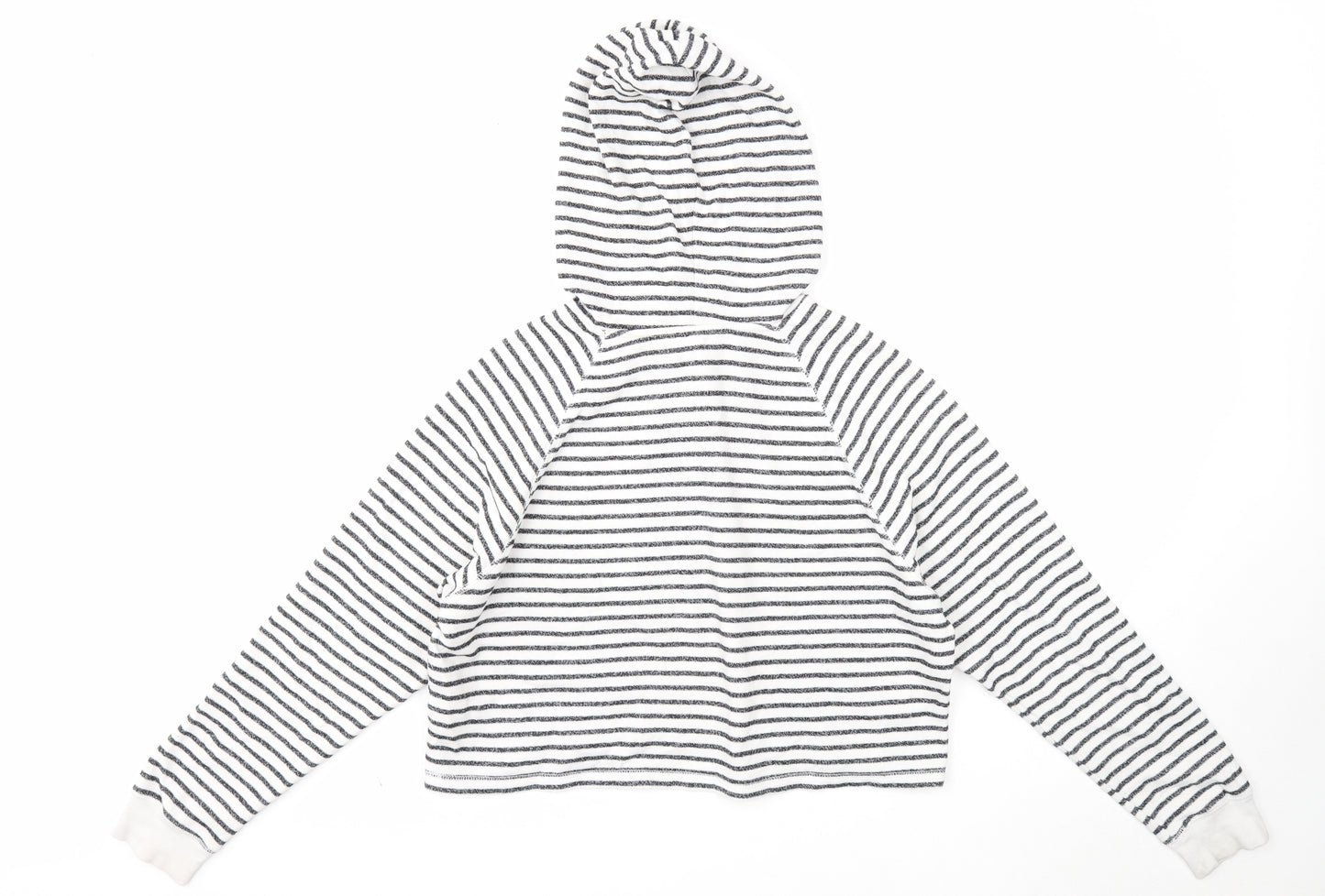 Divided Womens White Striped Cotton Pullover Hoodie Size M Pullover