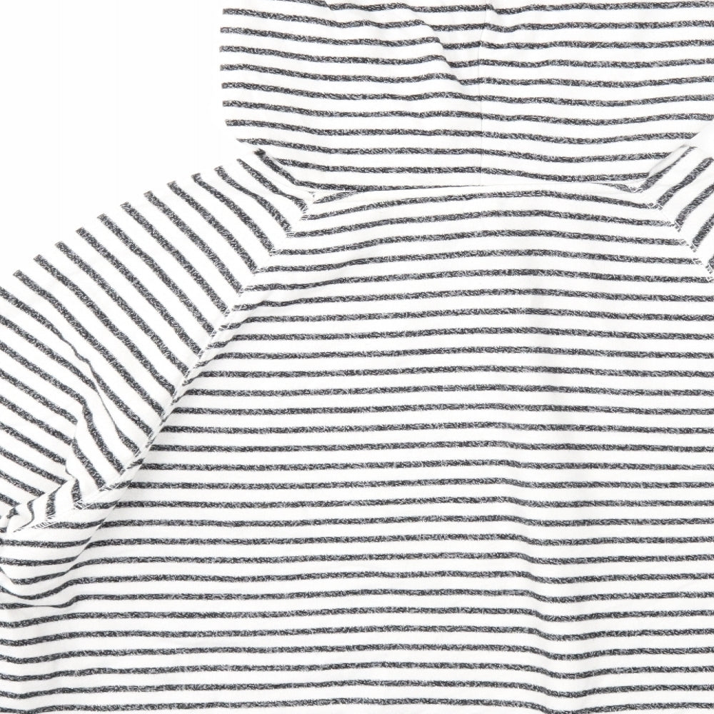 Divided Womens White Striped Cotton Pullover Hoodie Size M Pullover