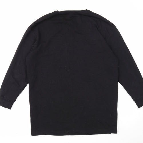 New Look Womens Black Cotton Pullover Sweatshirt Size 12 Snap