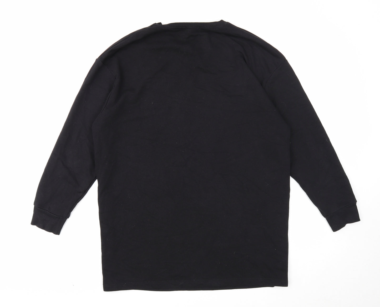 New Look Womens Black Cotton Pullover Sweatshirt Size 12 Snap