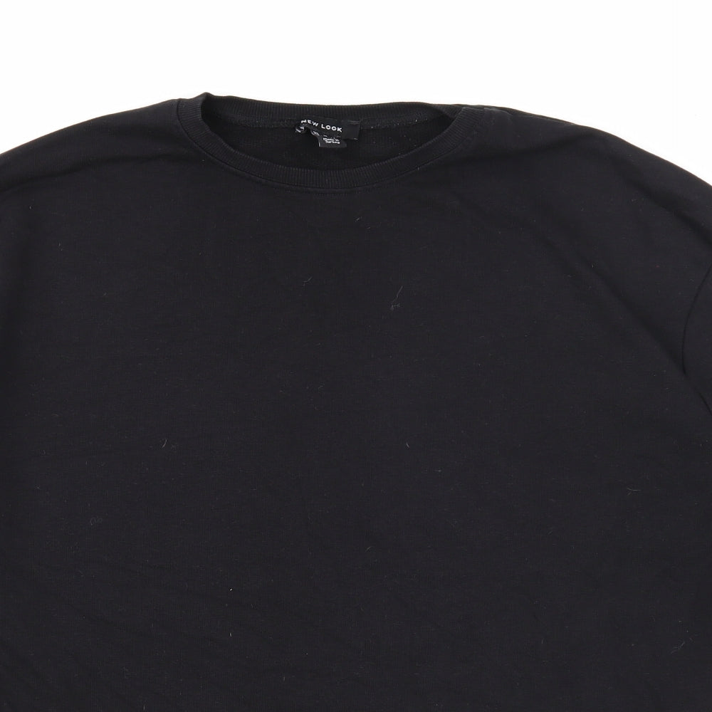 New Look Womens Black Cotton Pullover Sweatshirt Size 12 Snap