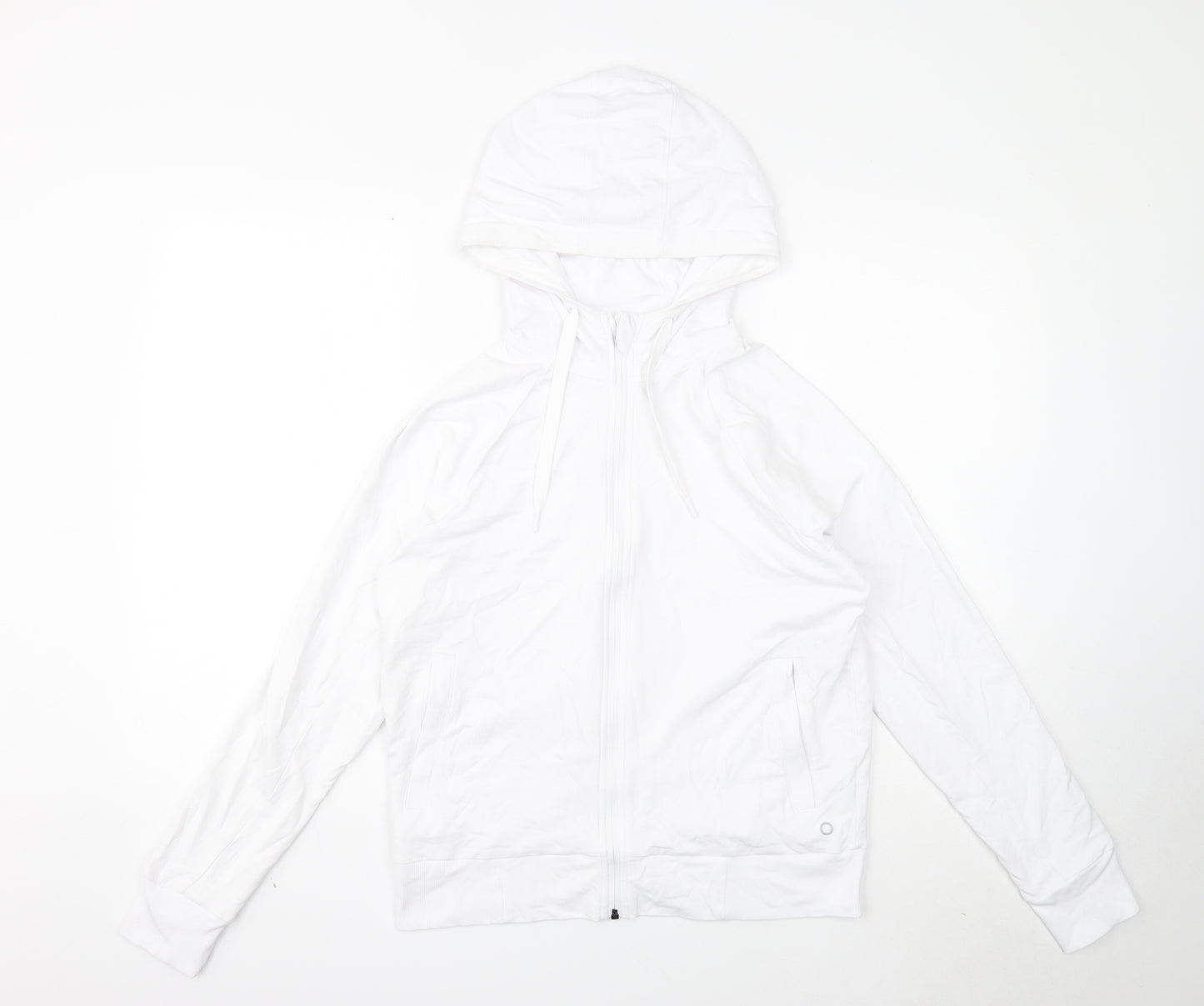 Good Move Womens White Cotton Full Zip Hoodie Size 12 Zip