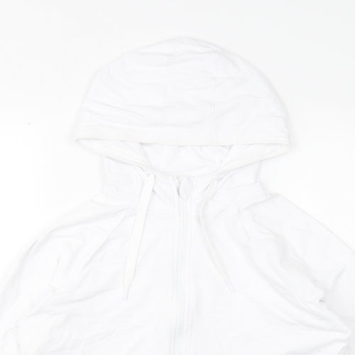 Good Move Womens White Cotton Full Zip Hoodie Size 12 Zip