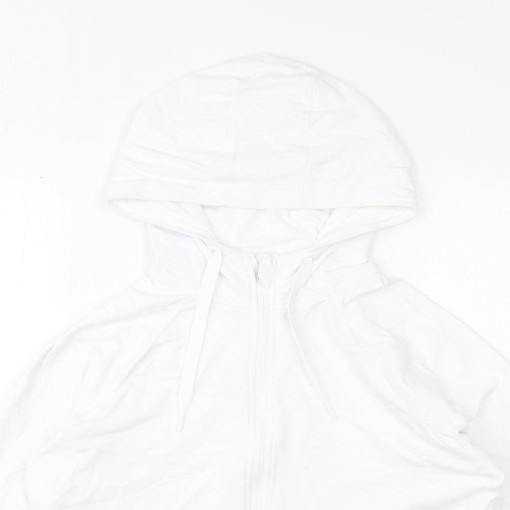 Good Move Womens White Cotton Full Zip Hoodie Size 12 Zip