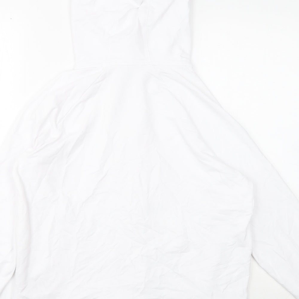 Good Move Womens White Cotton Full Zip Hoodie Size 12 Zip