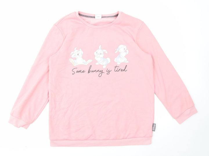Disney Womens Pink Polyester Pullover Sweatshirt Size S Pullover - Some Bunny is Tired
