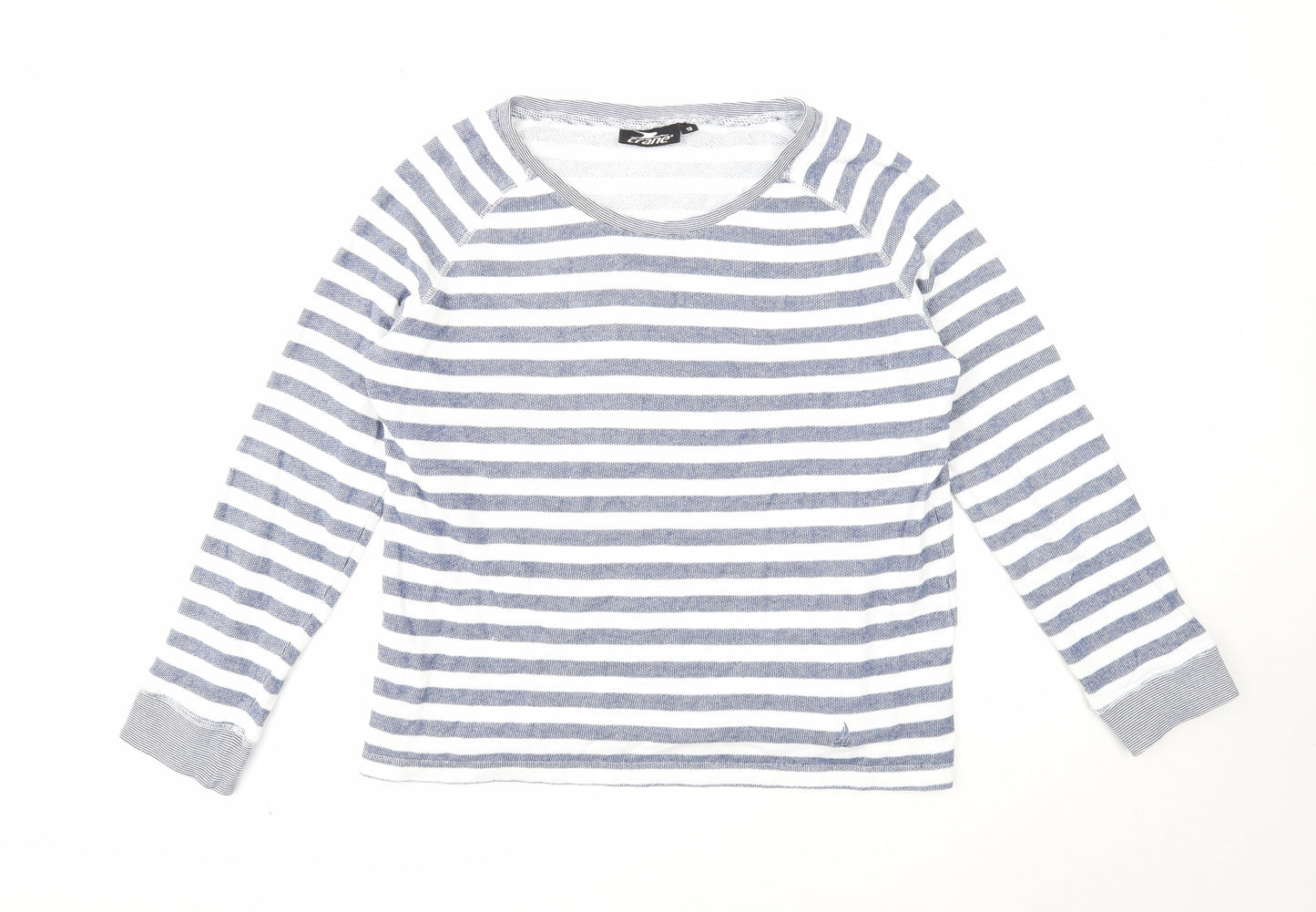 Crane Womens Blue Striped Cotton Pullover Sweatshirt Size 18 Pullover