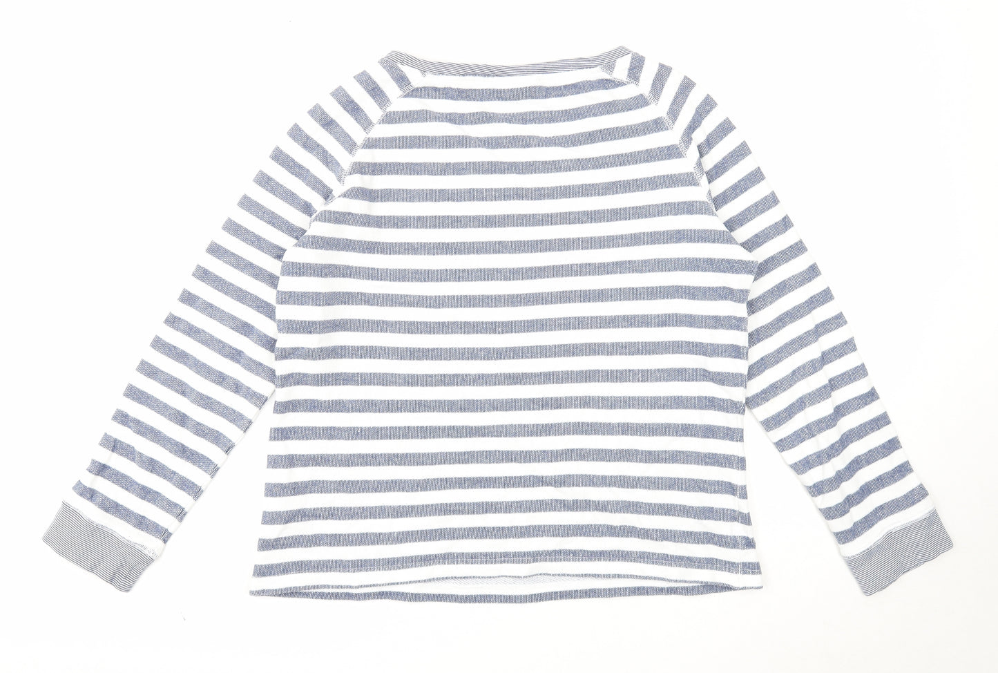 Crane Womens Blue Striped Cotton Pullover Sweatshirt Size 18 Pullover