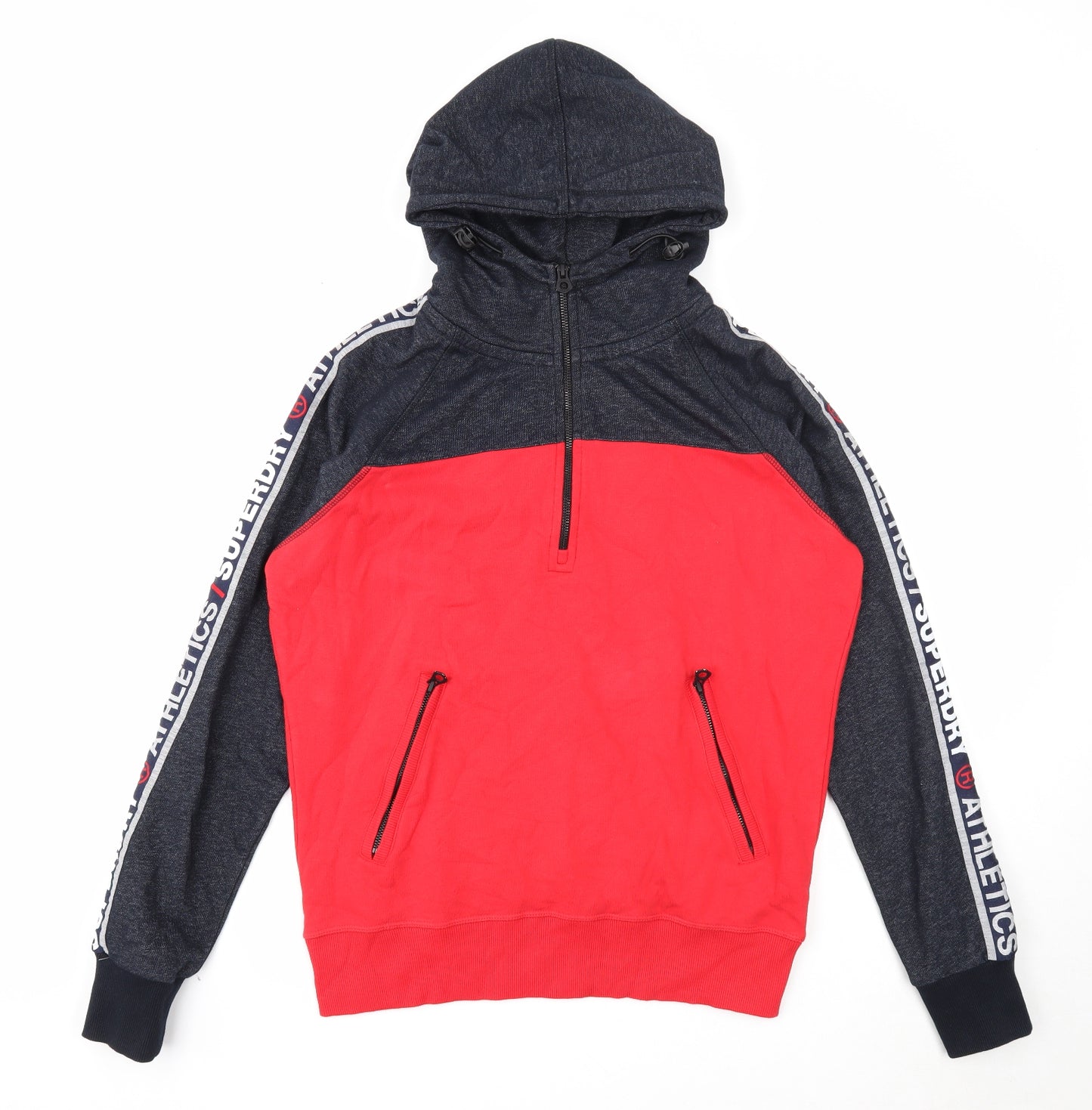 Superdry Mens Red Cotton Pullover Hoodie Size L