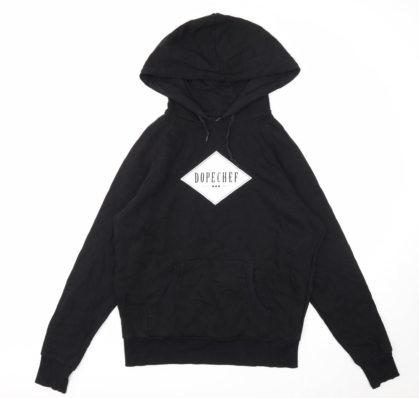 DopeChef Mens Black Cotton Pullover Hoodie Size M
