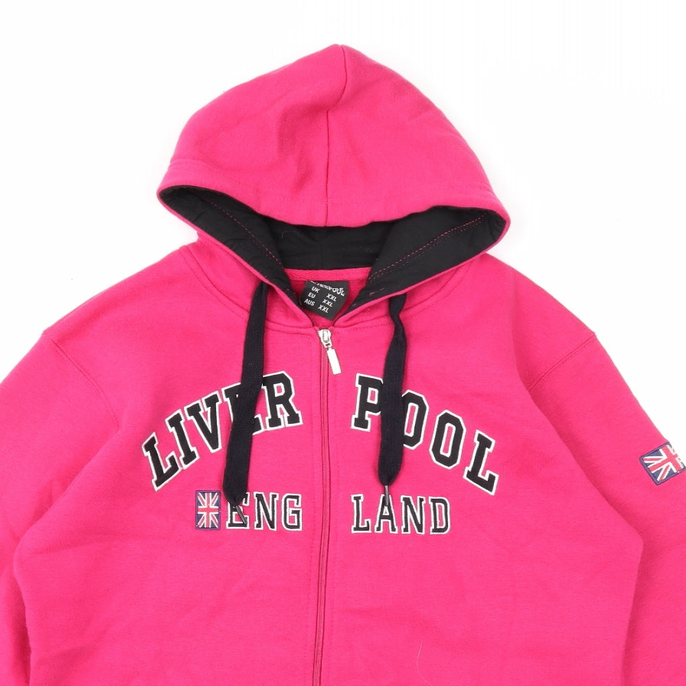 Pride of Liverpool Womens Pink Cotton Full Zip Hoodie Size 2XL Zip