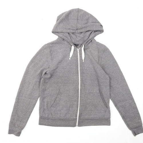 Topshop Womens Grey Cotton Full Zip Hoodie Size 6 Zip