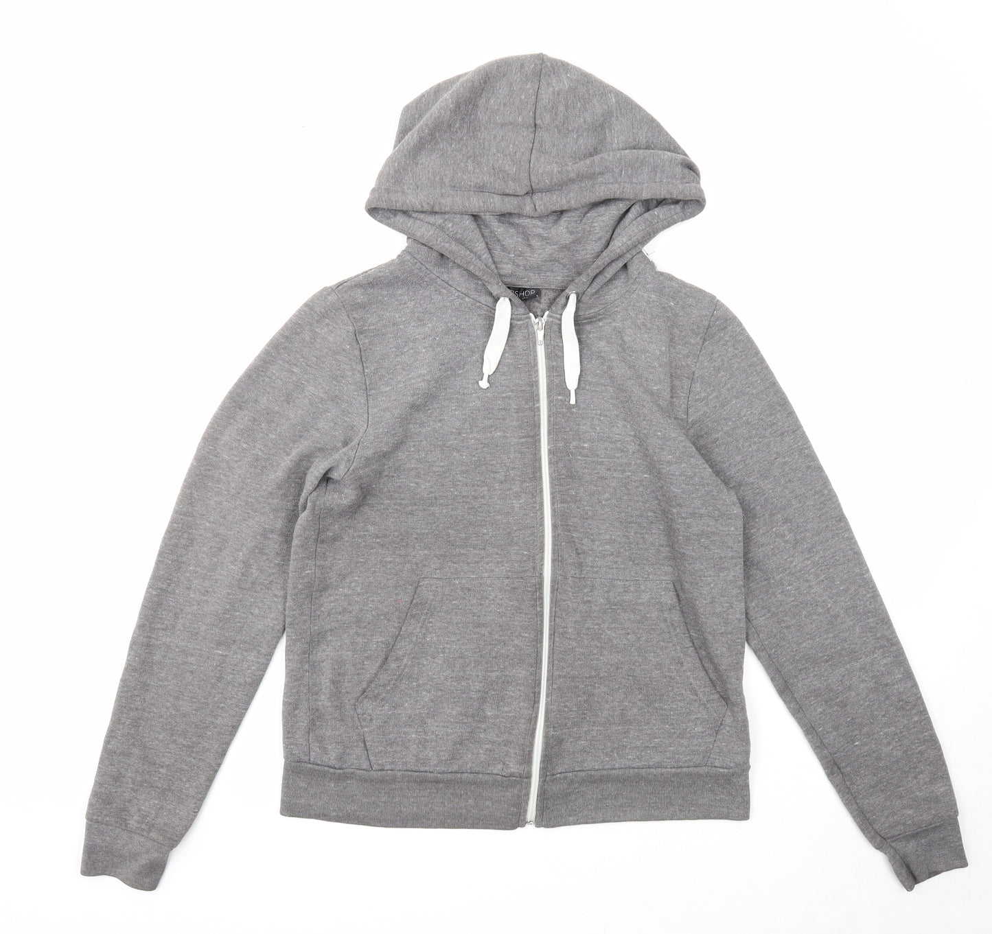 Topshop Womens Grey Cotton Full Zip Hoodie Size 6 Zip