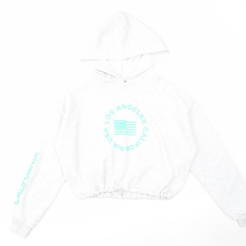 New Look Girls Grey Cotton Pullover Hoodie Size 14-15 Years Pullover - Los Angeles