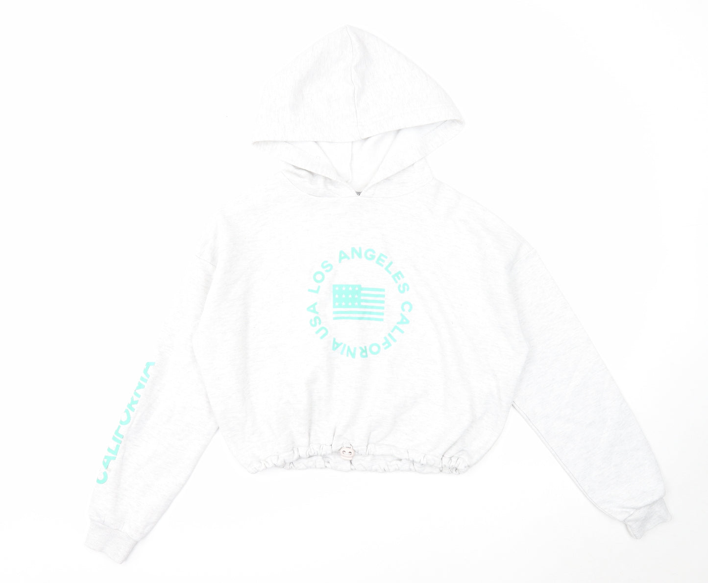 New Look Girls Grey Cotton Pullover Hoodie Size 14-15 Years Pullover - Los Angeles