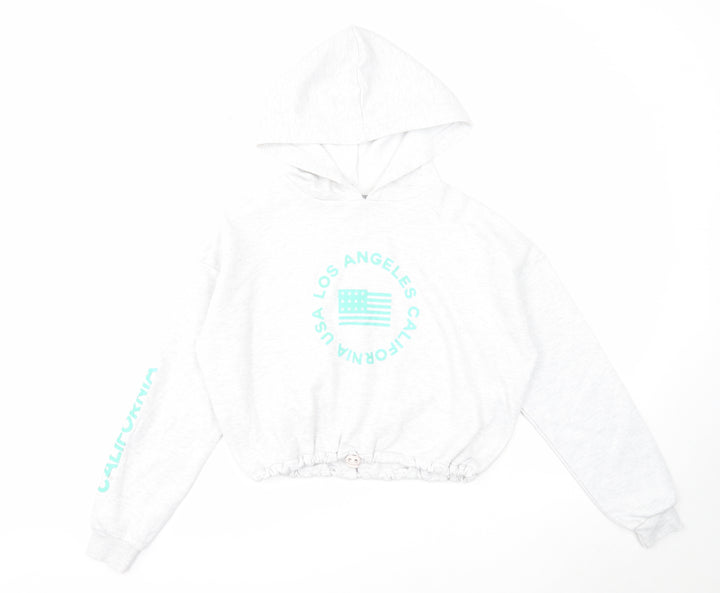 New Look Girls Grey Cotton Pullover Hoodie Size 14-15 Years Pullover - Los Angeles